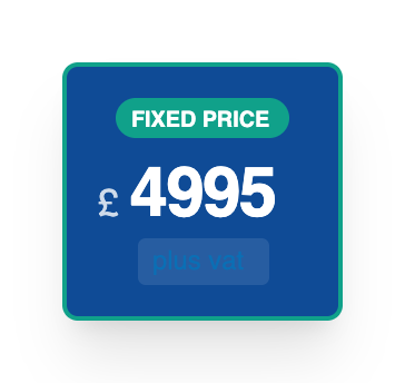 Sign displaying fixed price of £4995 with a note for plus VAT.