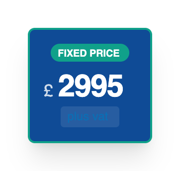 Price tag displaying a fixed price of £2995 plus VAT.