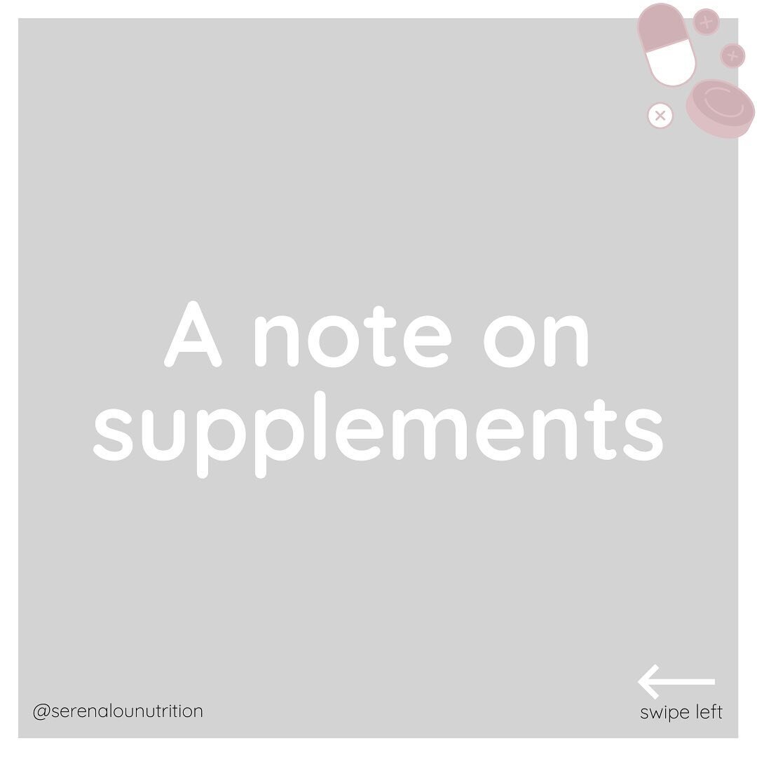 Just a quick post about supplements to hopefully answer some common questions about them.

1. When it comes to the nutrients your body needs, always take a food first approach. You can get most of the nutrients you need from whole plant foods and the