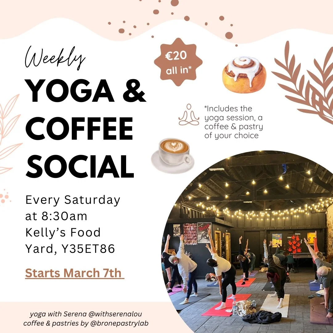 IT&rsquo;S BACK - WEEKLY YOGA &amp; COFFEE SOCIAL - Starting again March 7th 

I am teaming up again with the brilliant @brone.pastrylab to offer a slow flow vinyasa session every Saturday morning at 8:30am followed by your favourite hot cuppa and th