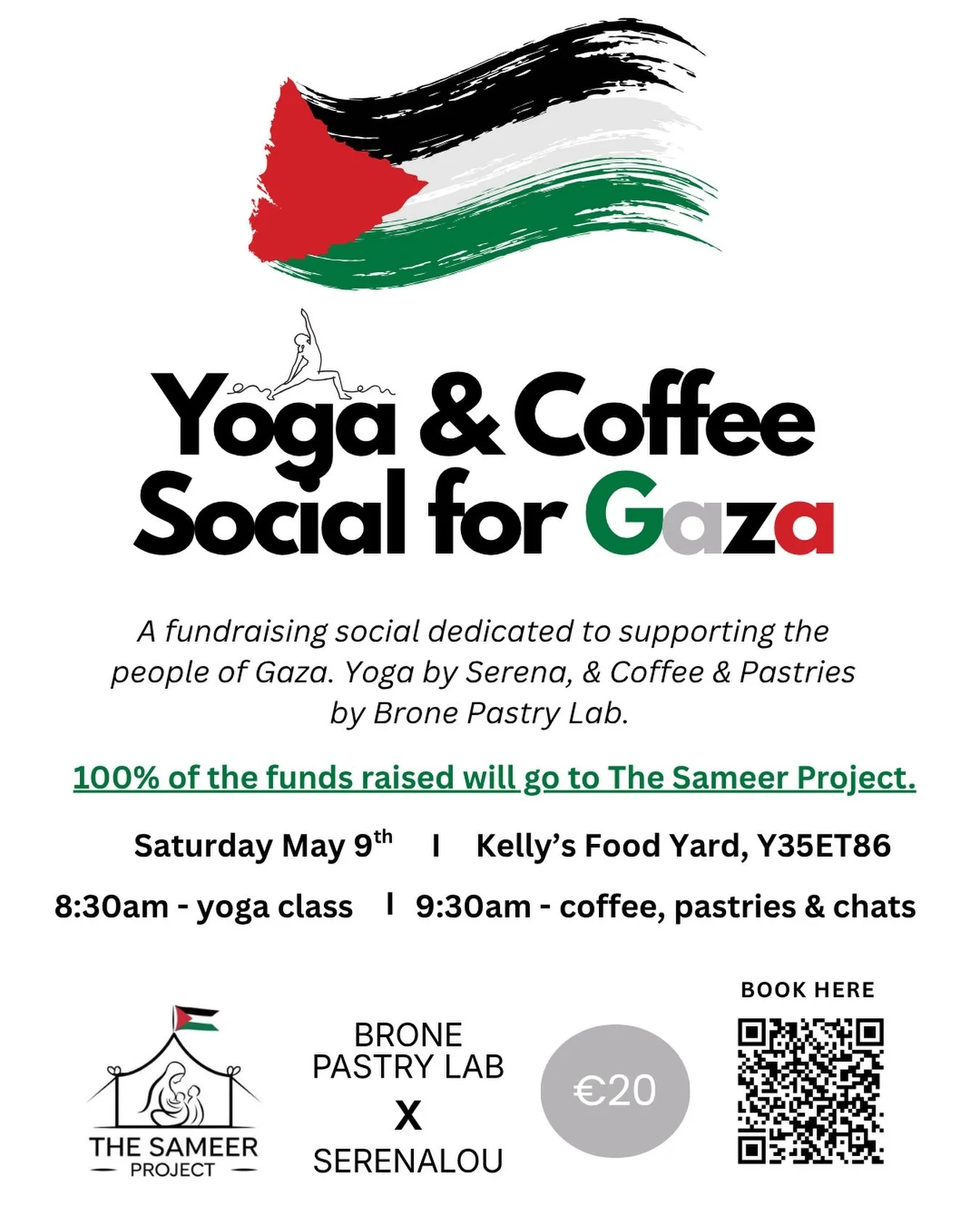 Yoga &amp; Coffee Social | Fundraiser for Gaza

Saturday, May 9th at 8:30am

Our last regular weekly yoga &amp; coffee social is this Saturday and myself and Bron&eacute; Pastry Lab will be running it as a fundraiser for Gaza &mdash; to breathe, move