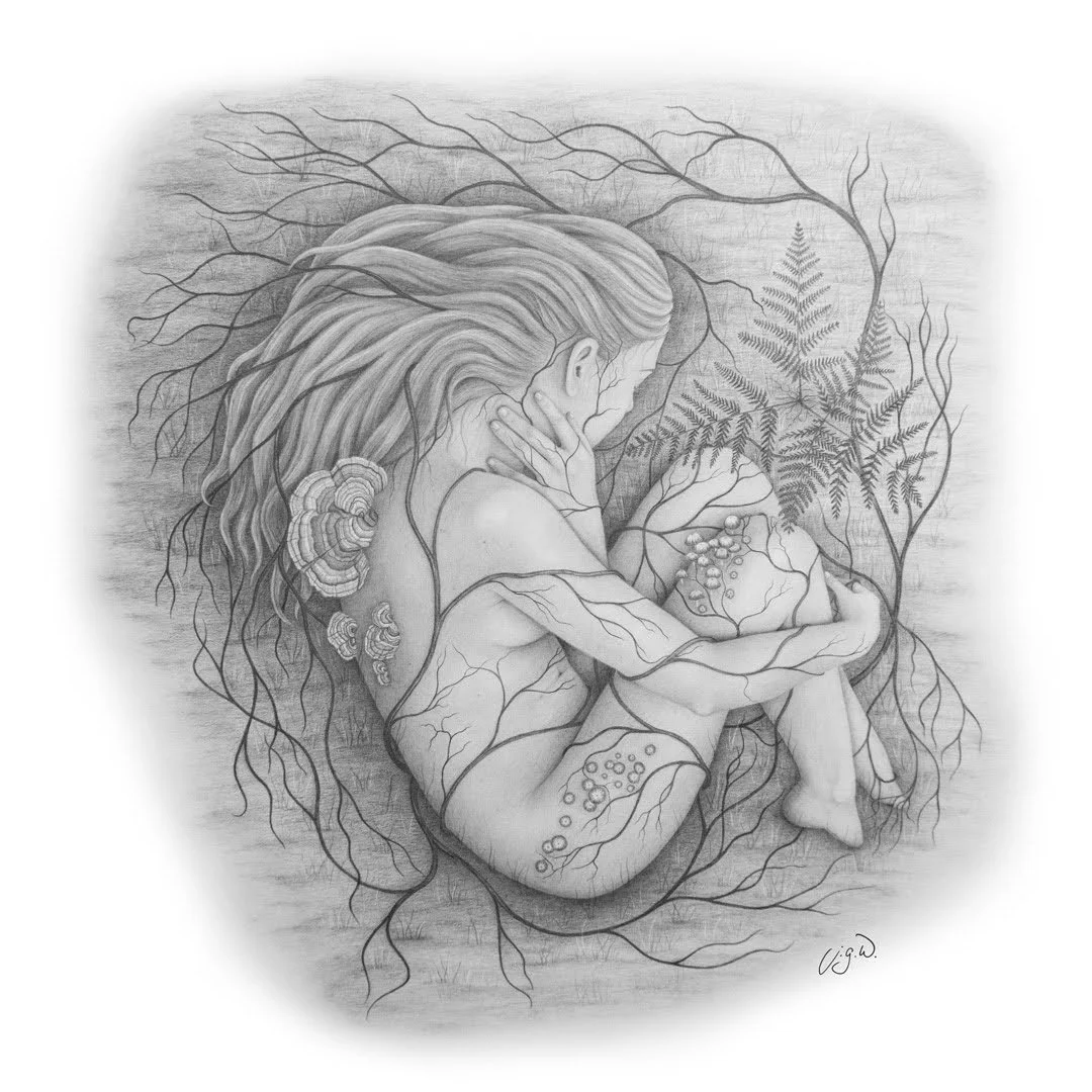 'Tierra' - pencil on paper, 40 x 40 cm 🍄 I noticed the separated tiles of this pieced got all messed up in my timeline, so I'm reposting the entire piece in one image. Also, I've started working on the next drawing in this series, but it is taking m