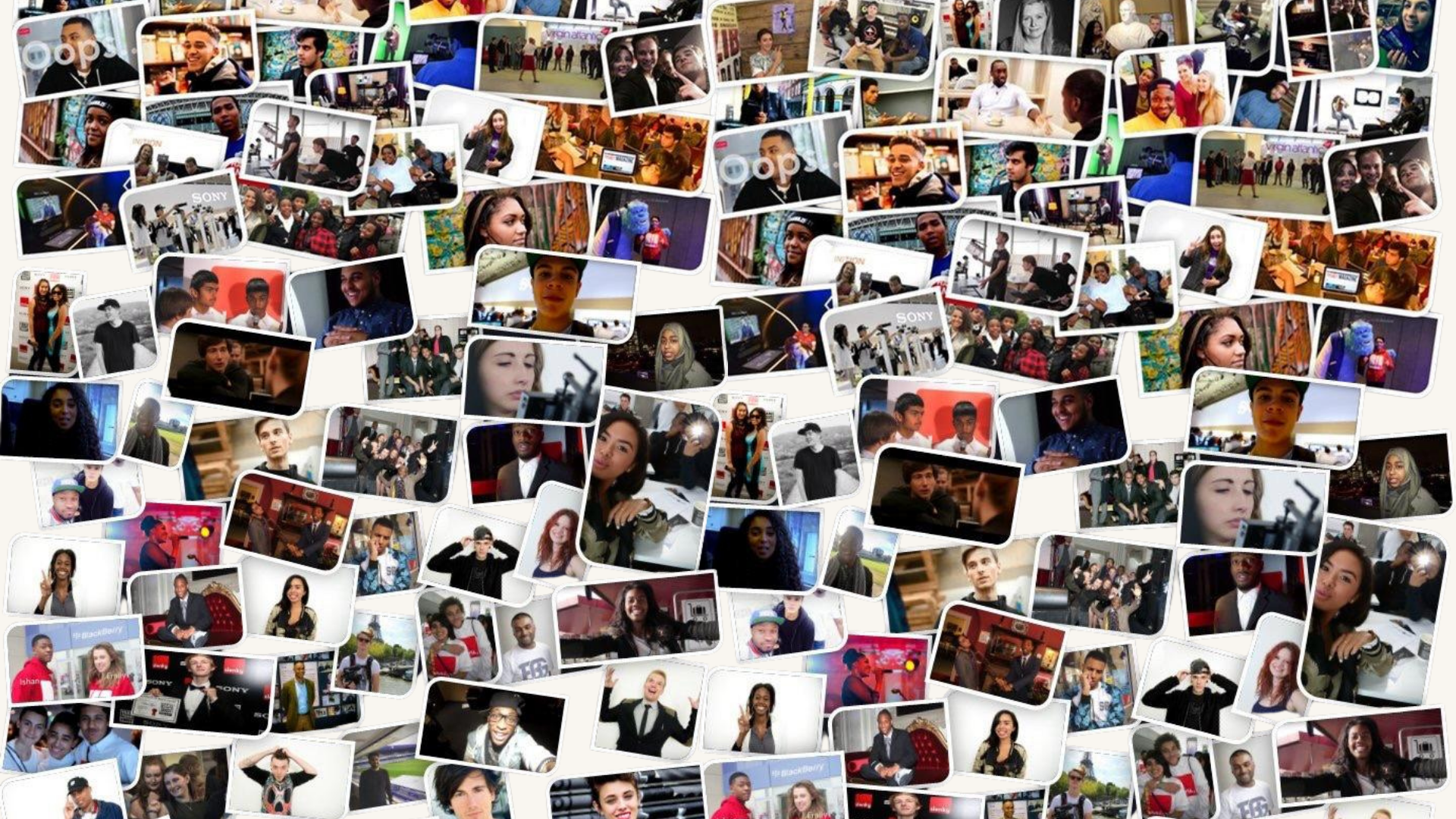 Collage of various candid photos of diverse young adults and teenagers participating in different activities at events and gatherings.