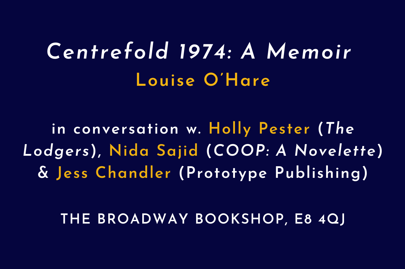 Centrefold 1974: A Memoir — Louise O’Hare in conversation