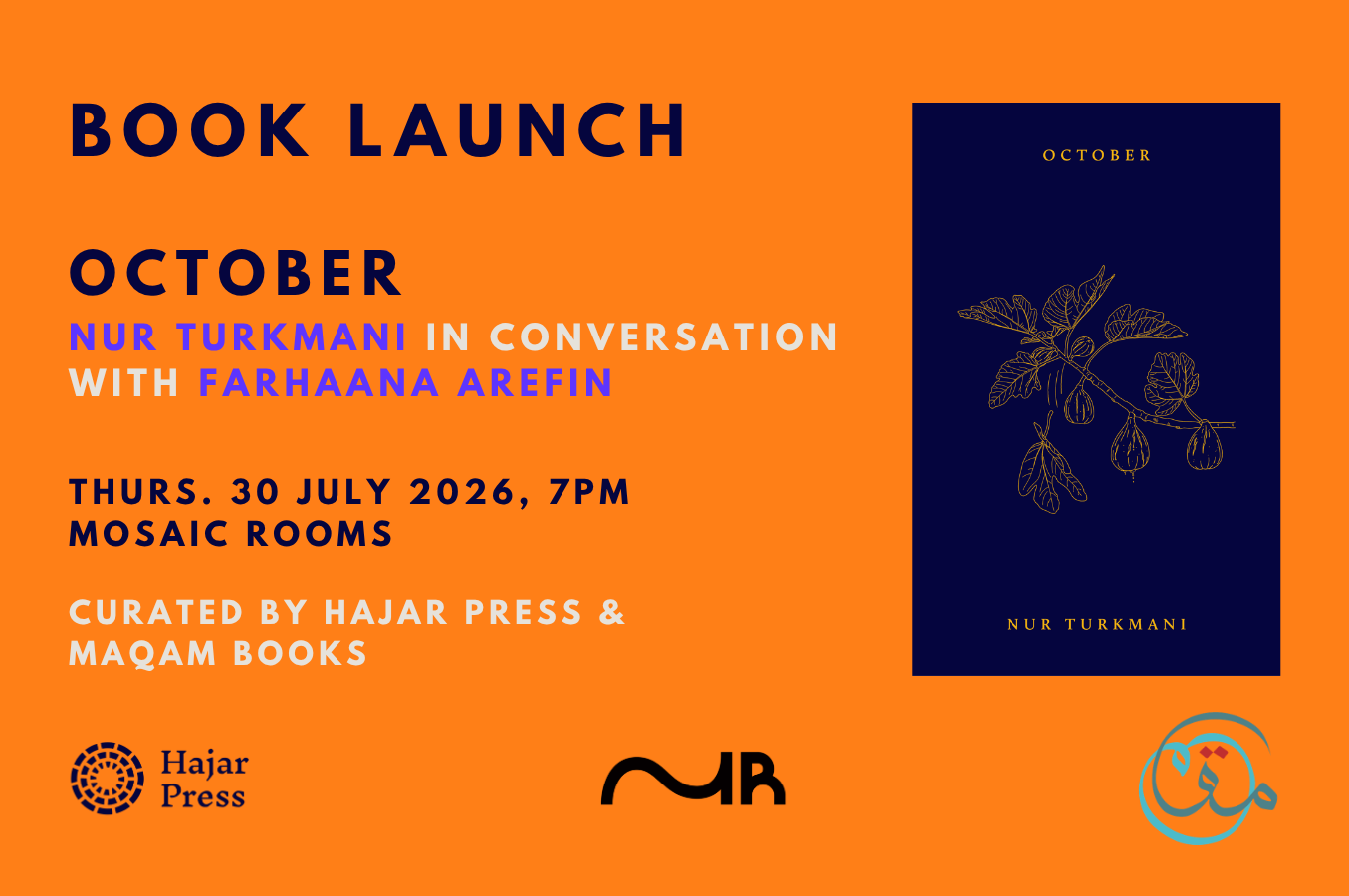 Book Launch — October by Nur Turkmani