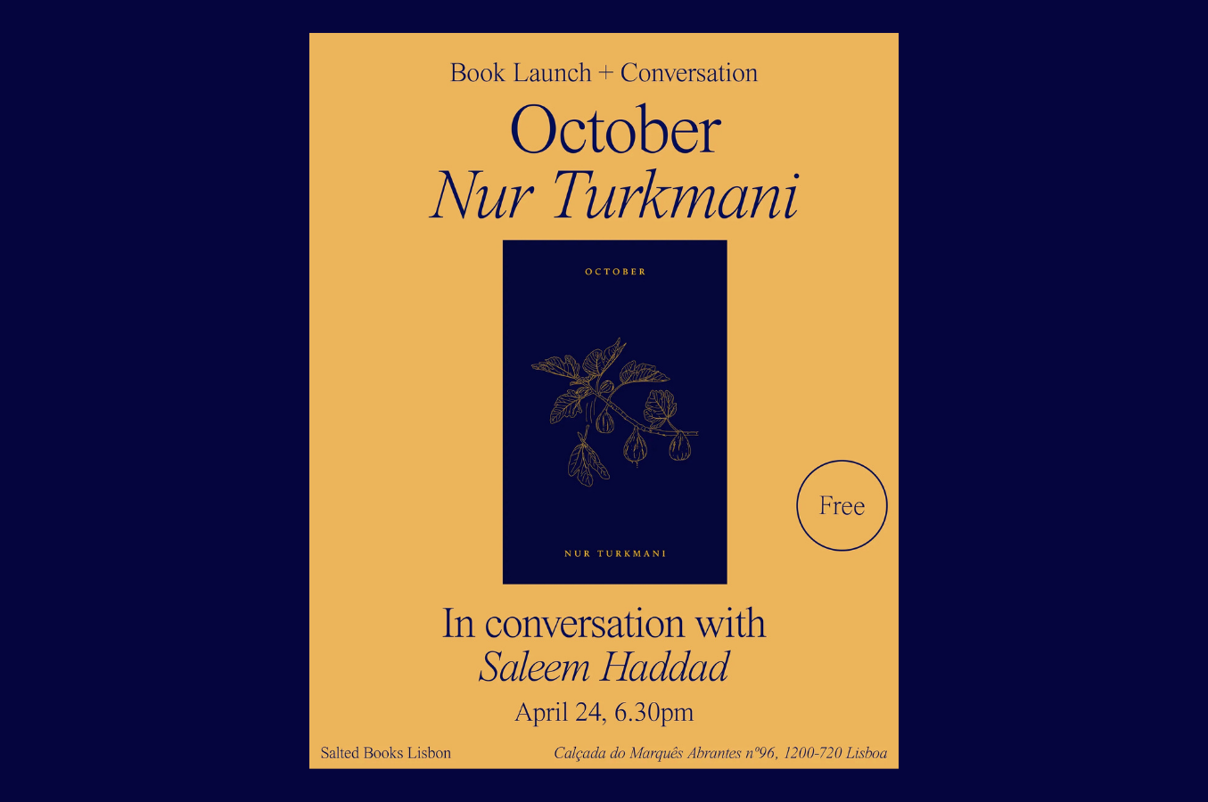 Book Launch — October: Nur Turkmani in conversation with Saleem Haddad