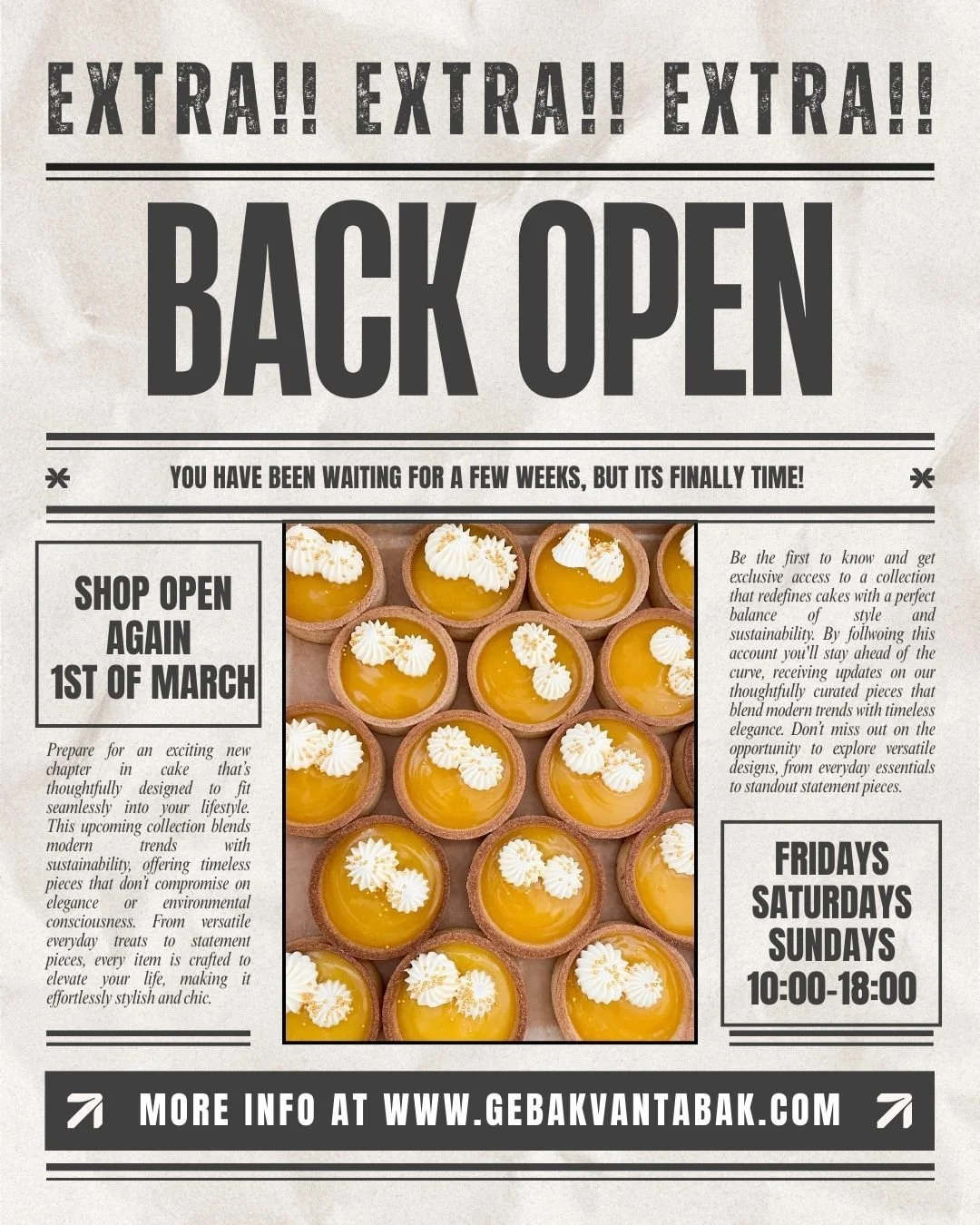 The wait is over, the shop is back open again tomorrow 1st of March! 

Back in shop 10:00-18:00, see you there!