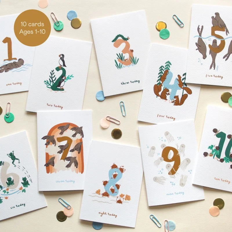 Children's Numbered Birthday Card Bundle 1-10