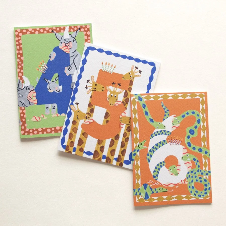 Hungry animal birthday cards ages 4-6 on plain background (Copy)