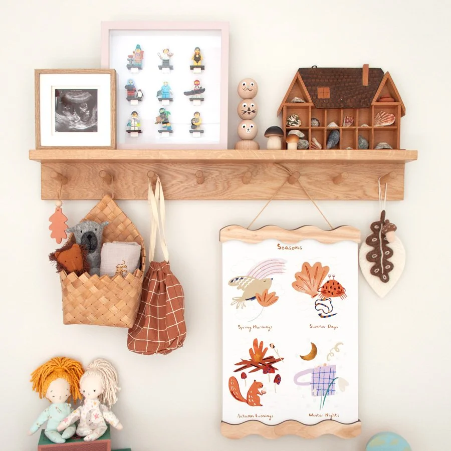 Seasons Children's print styled on wooden peg shelf
