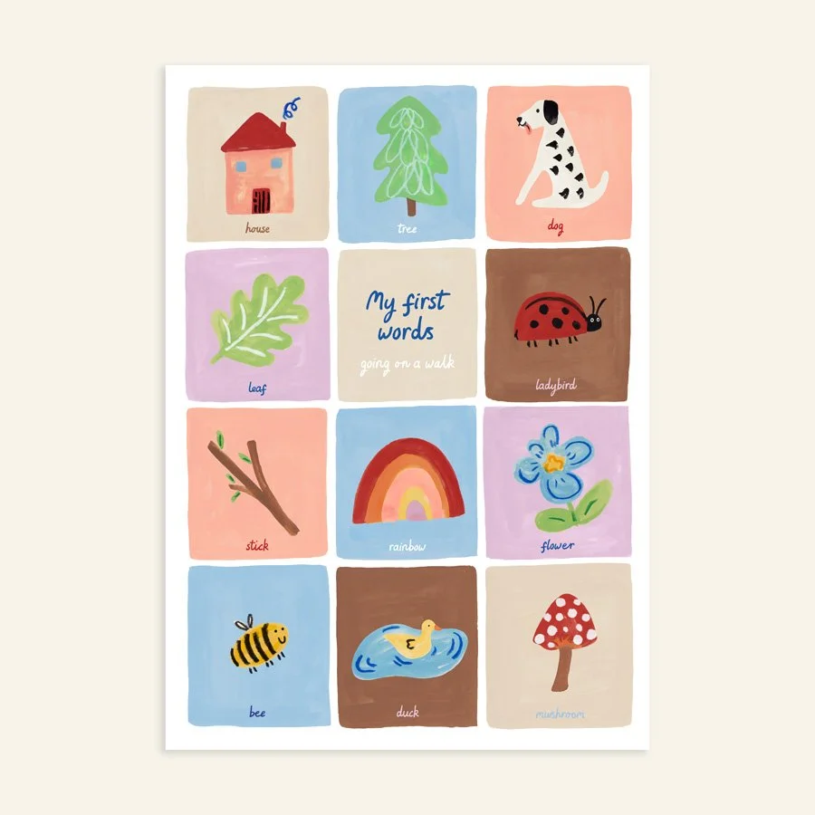 First Words Nursery Print on plain background