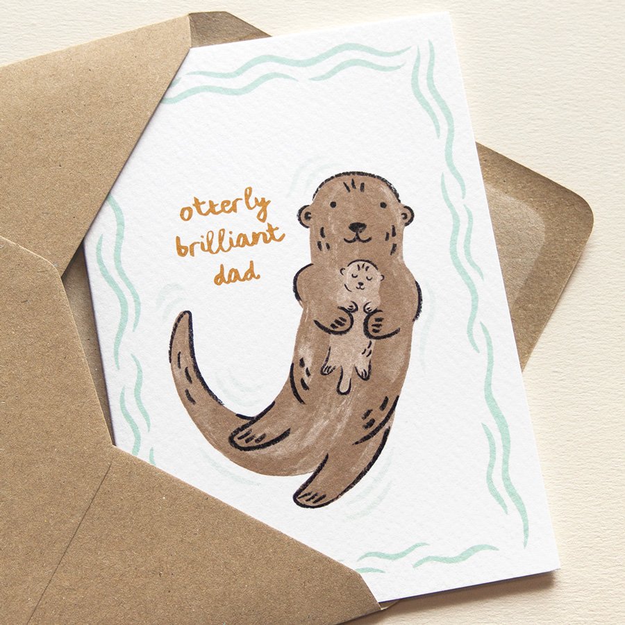 Otter Father's Day Card close up angle