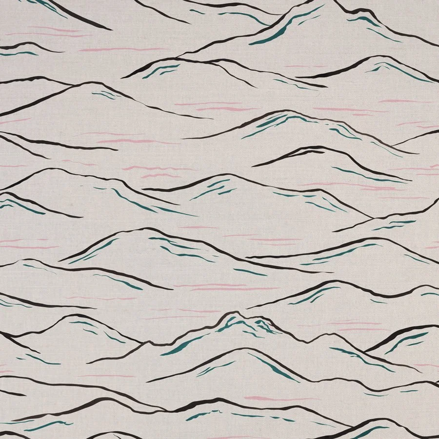 Mountainscape Natural Linen Fabric