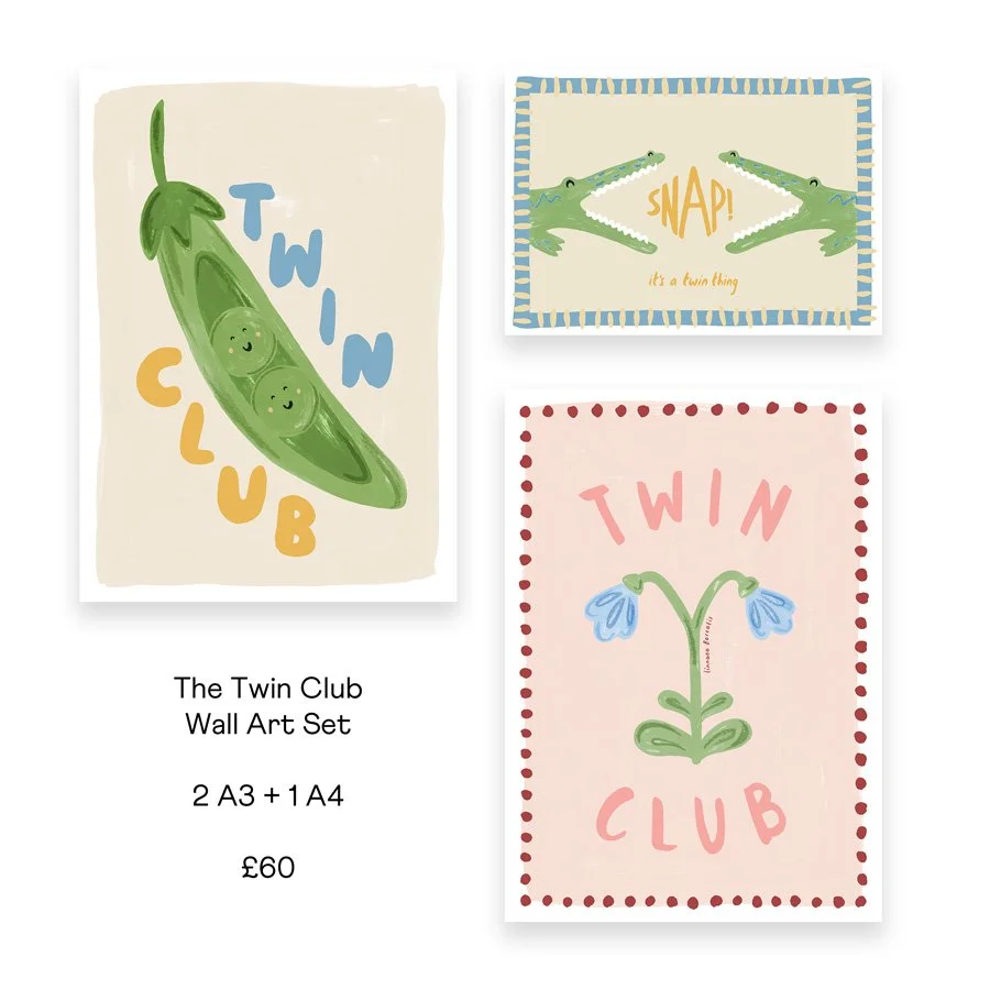 Twin Nursery Wall Art Set - Vintage Collection bundle graphic