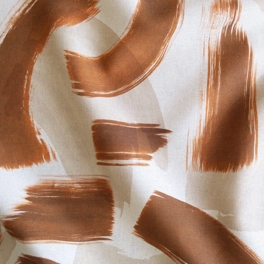 Brushstrokes Burnt Orange Fabric