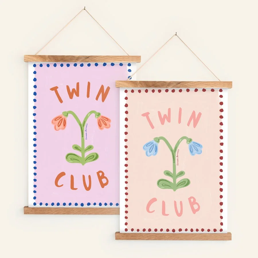 Twin Flower Twin Nursery Print Set