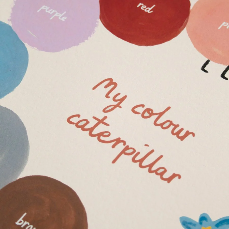 Colours Print - Caterpillar educational nursery wall art close up