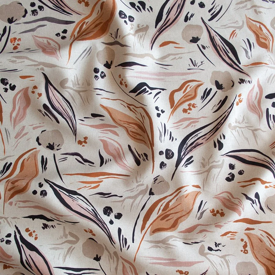 Landscape and Leaves Burnt Orange / Pink Fabric