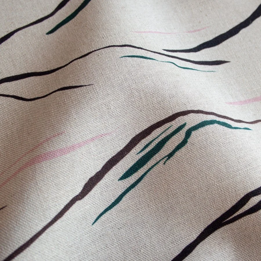 Mountainscape Natural Linen Fabric
