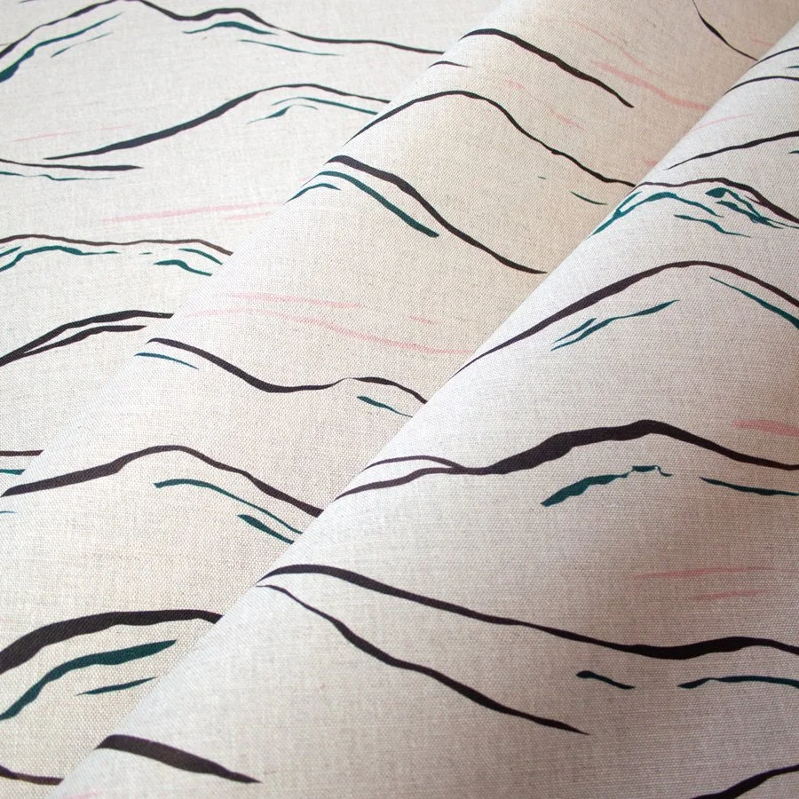 Mountainscape Natural Linen Fabric