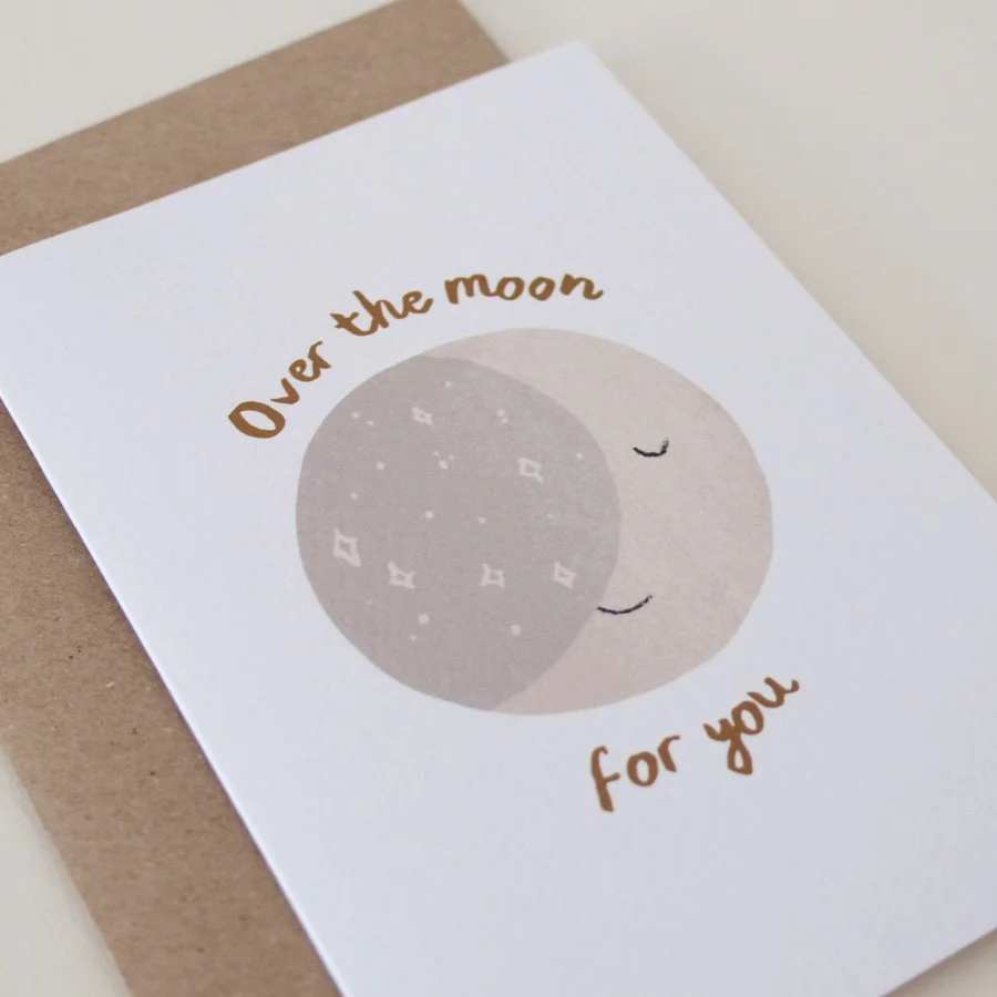 Over the Moon for you Card in kraft envelope