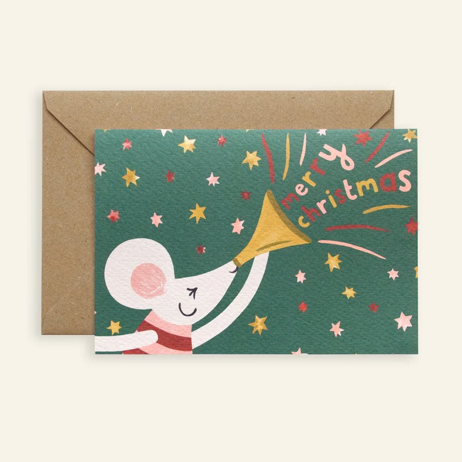 Christmas Cheer Mouse Card with kraft envelope