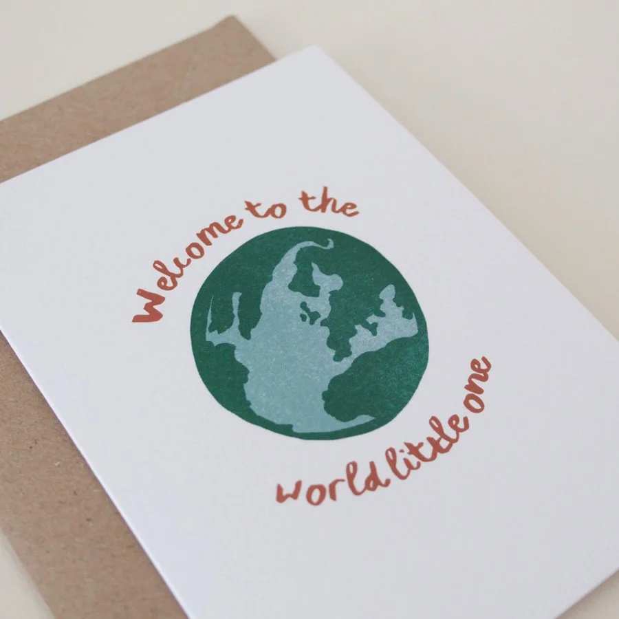 Welcome to the World Card in kraft envelope