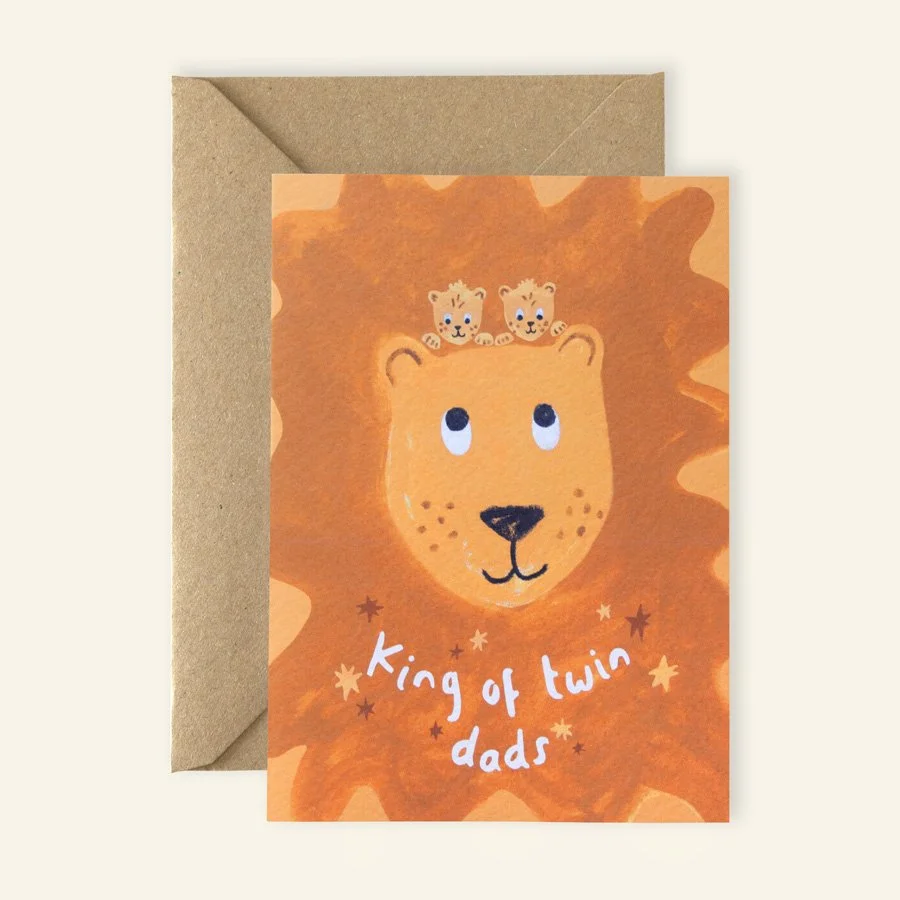 Lion Father's Day Card for Twin Dad - King of Twin Dads