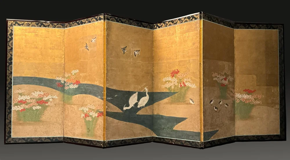 Couple Impérial Poupées TOGEI Japonaises Anciennes En Bois (25cm) Avec Paravents