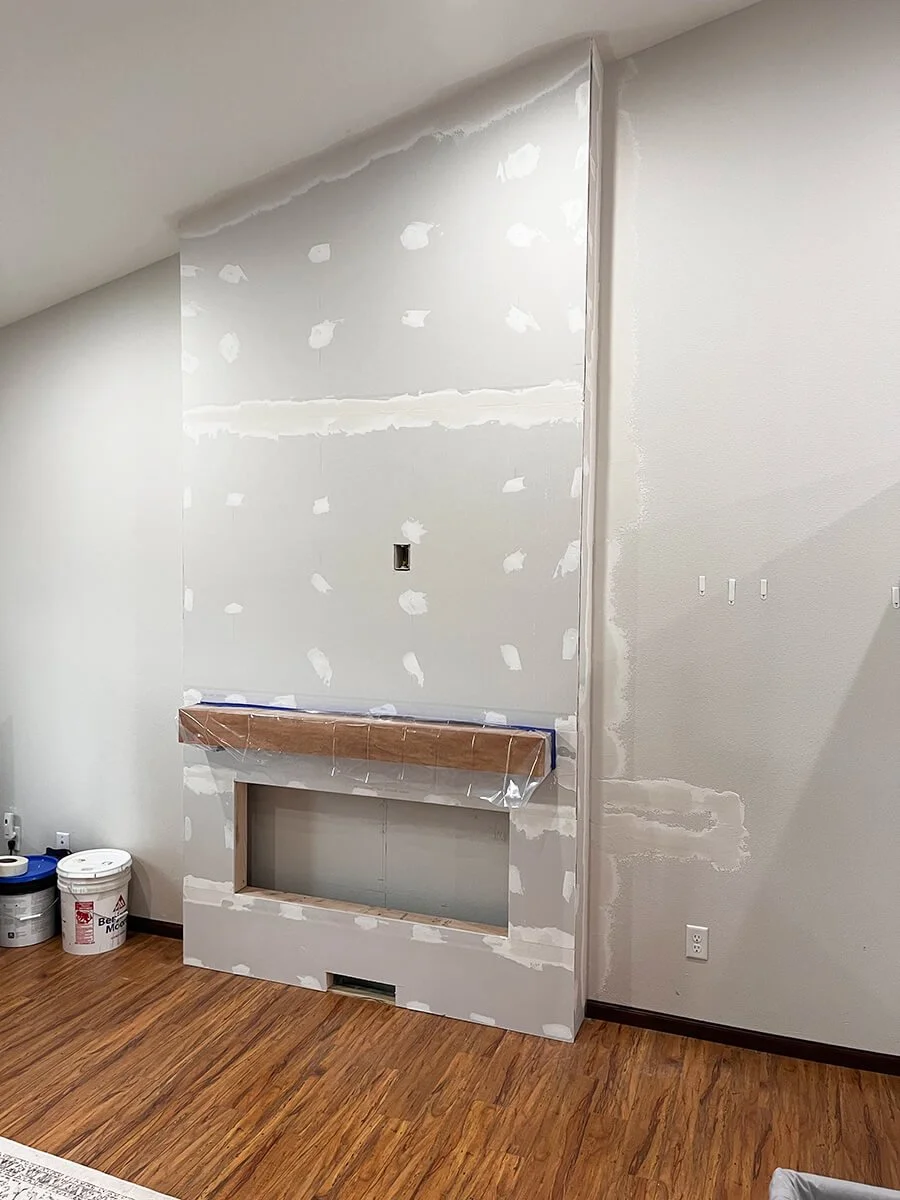 Bismarck electric fireplace wall drywall installation photo 1