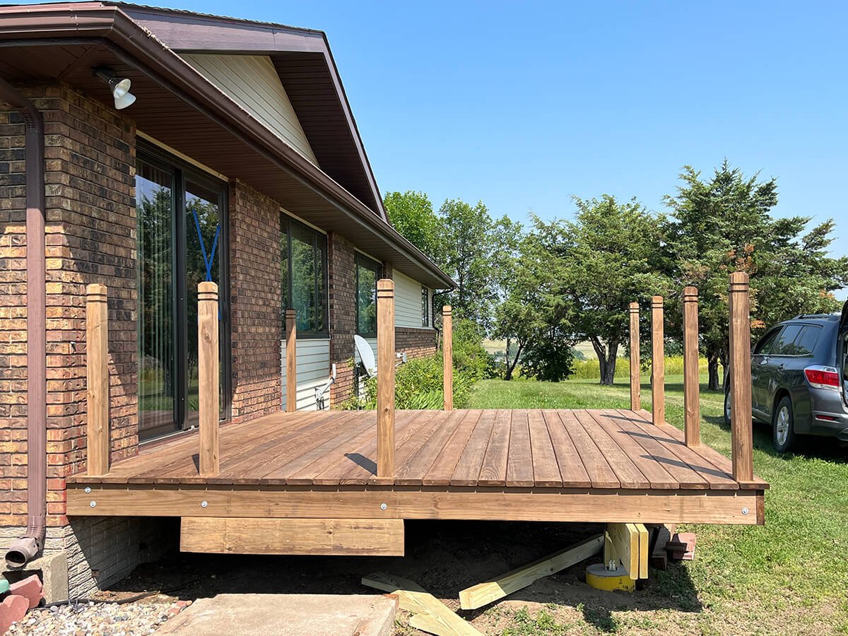 Deck posts and decking installed on Bismarck deck