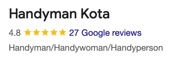 Screen capture of Handyman Kota Google rating