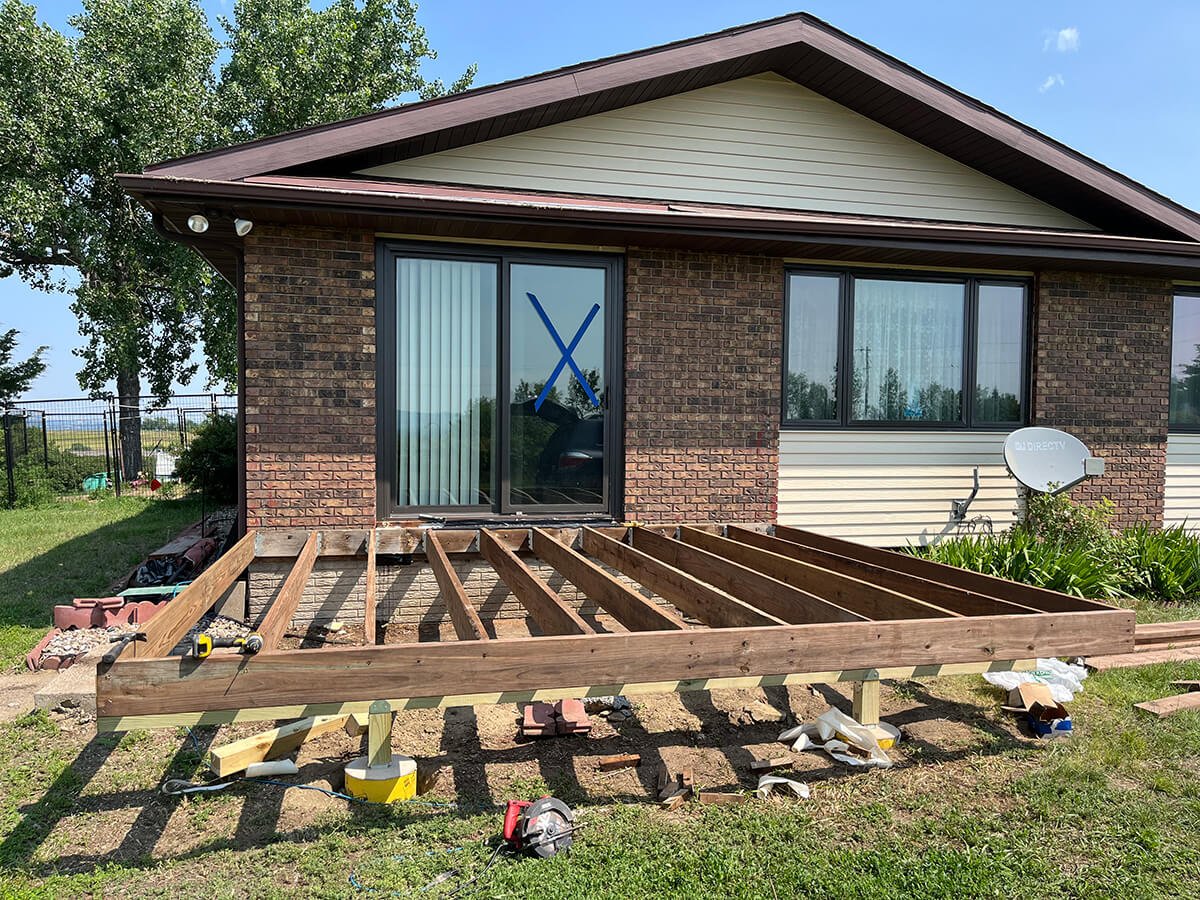 Joists installed in new Bismarck deck construction