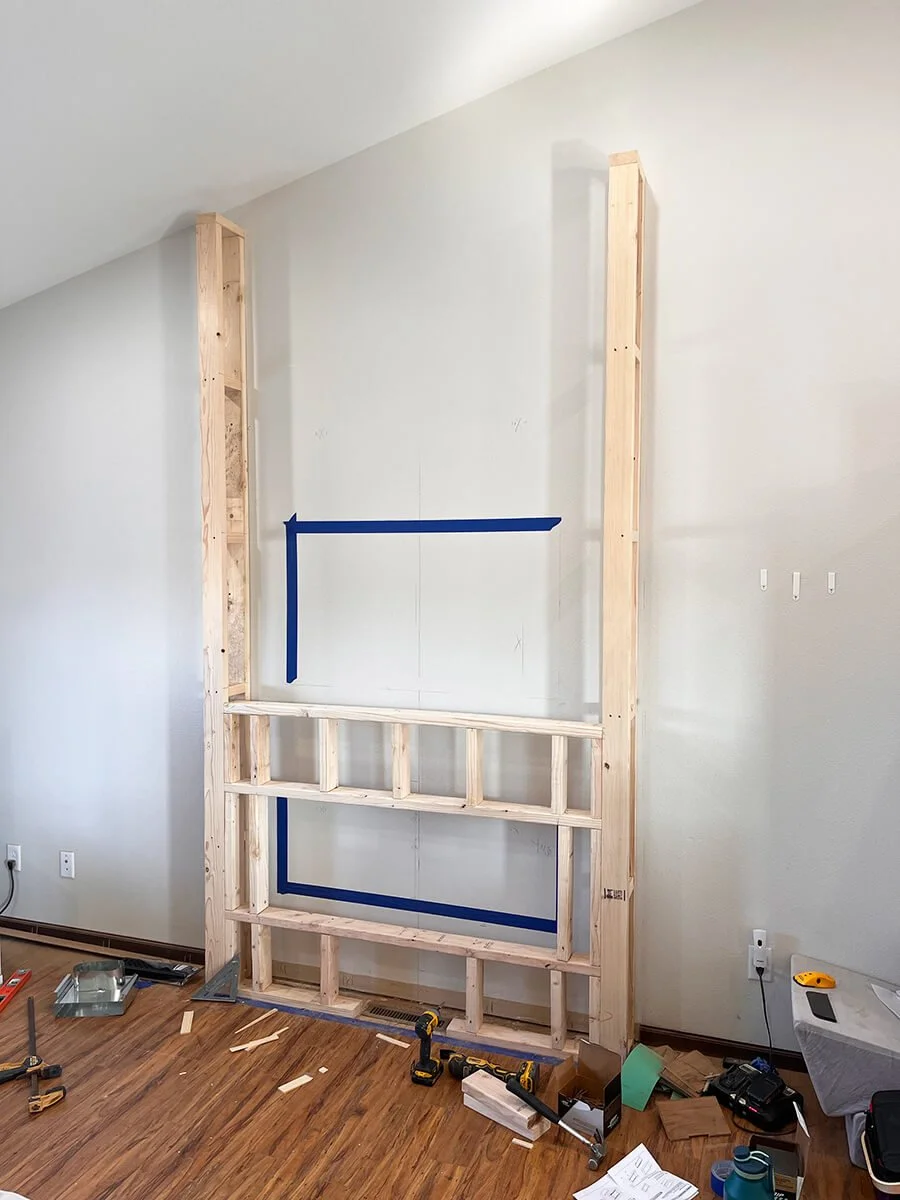 Bismarck electric fireplace wall framing photo 1