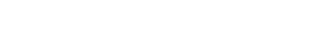 Text reading "On-Site Golf Design" in white on a black background.