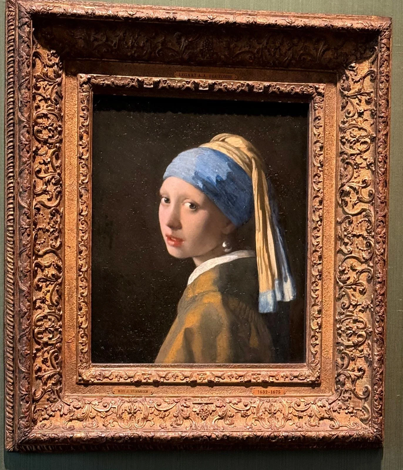 "The Girl with the Pearl Earring" by Vermeer at the Mauritzhuis museum, The Hague
