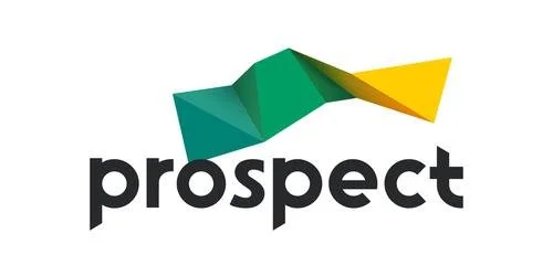Logo with the word 'prospect' and a stylized green and yellow mountain graphic