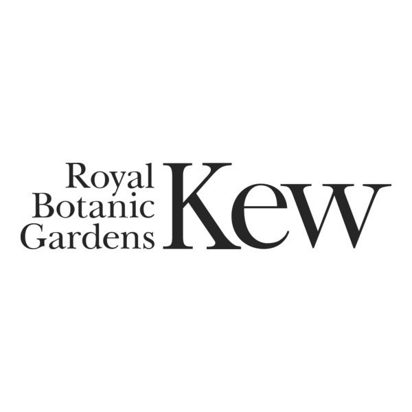 Logo for Royal Botanic Gardens, Kew in black and white.