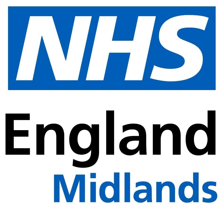 NHS England Midland logo with blue and white colors.