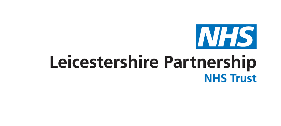 Leicestershire Partnership NHS Trust logo with blue NHS emblem and text