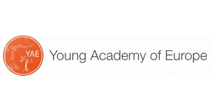 Logo of the Young Academy of Europe with an orange circle and a tree illustration, and text to the right reading 'Young Academy of Europe'.