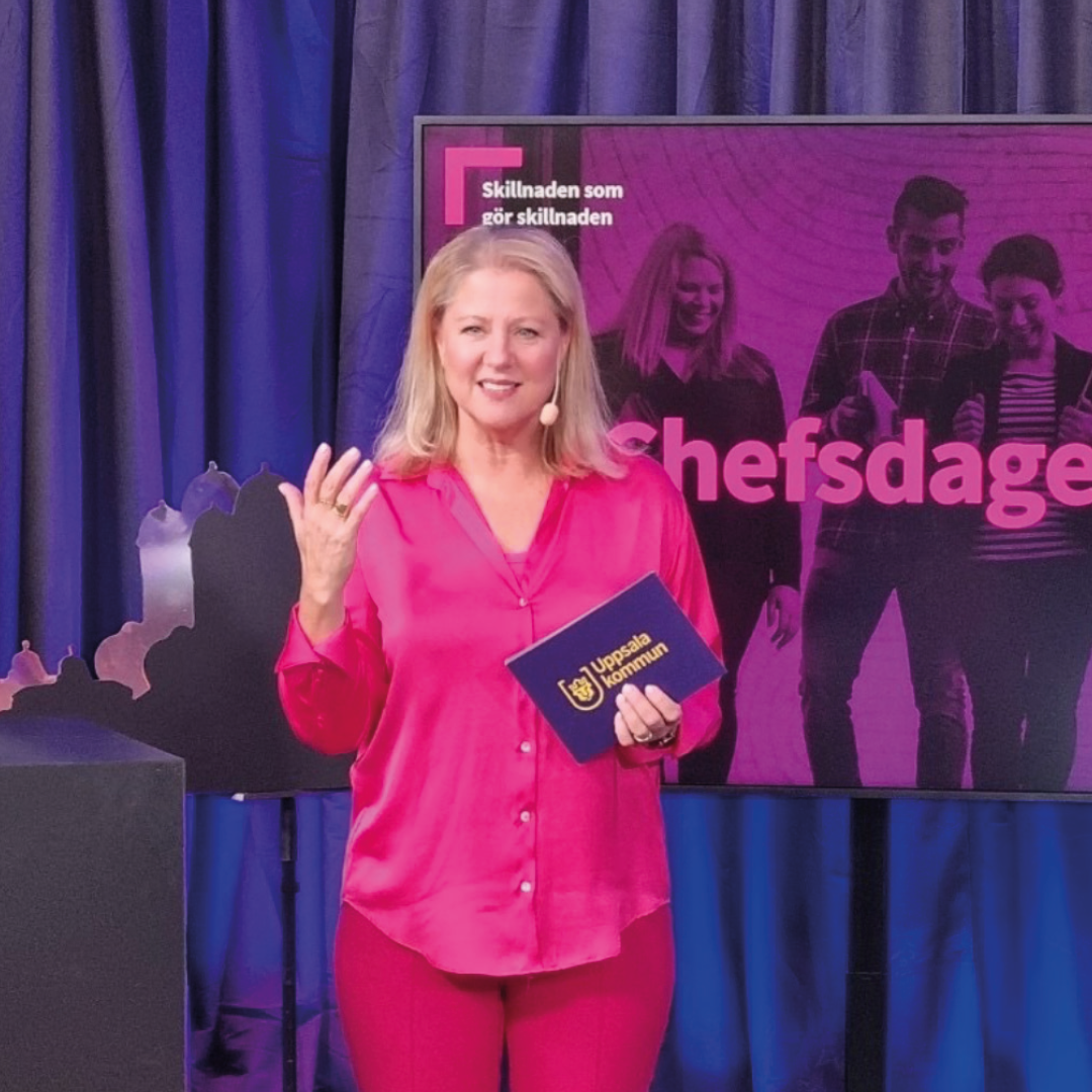 Sanna Balsvik moderator digitalt chefsmöte i Uppsala