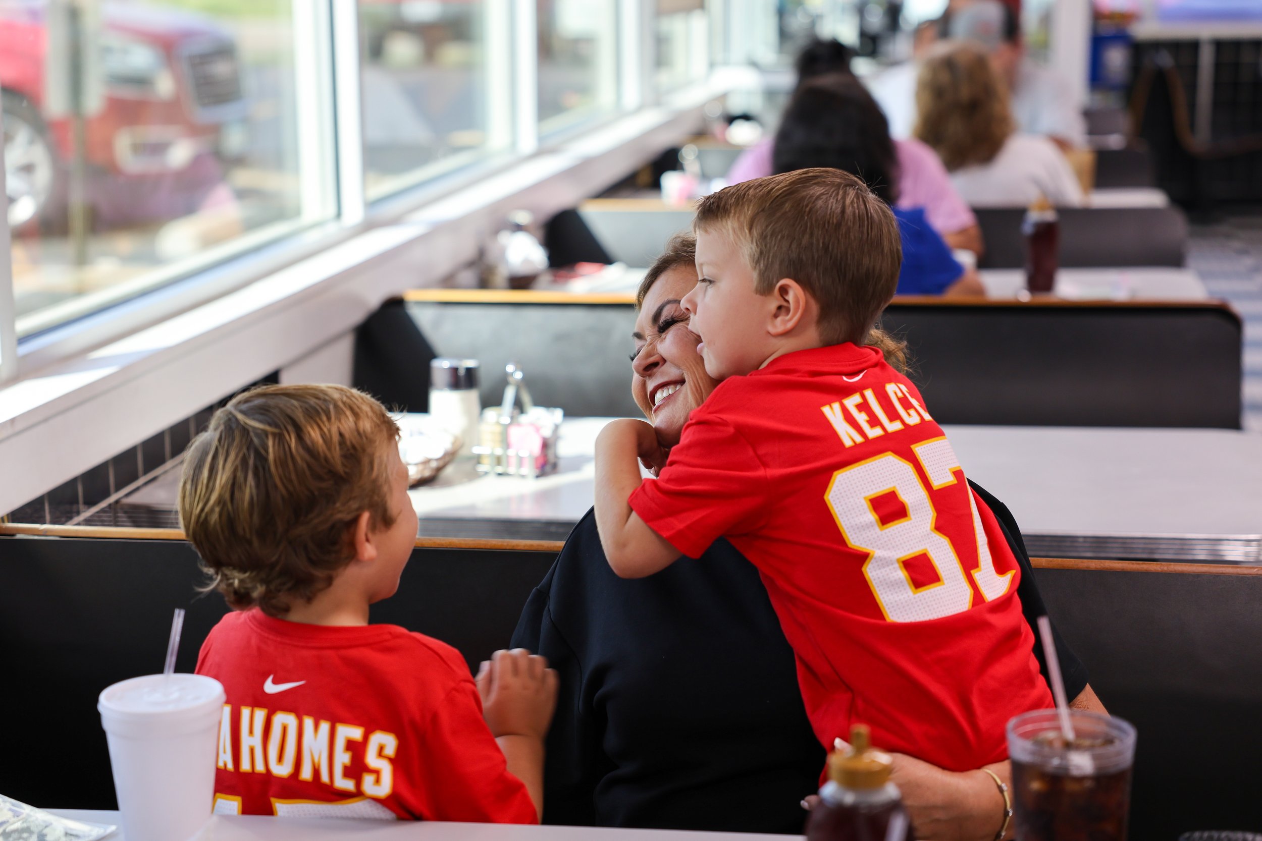 Tina embraces Baker and Woods at John's Waffle & Pancake House in. She said she cherishes the time she spends every couple of weeks caring for them.