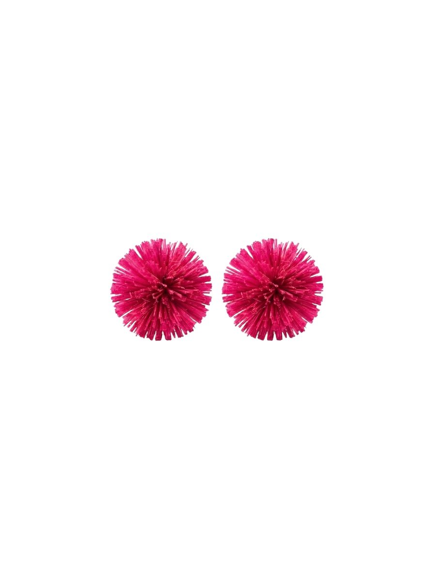 The Raffia Effect Ear Clips (Hot Pink)