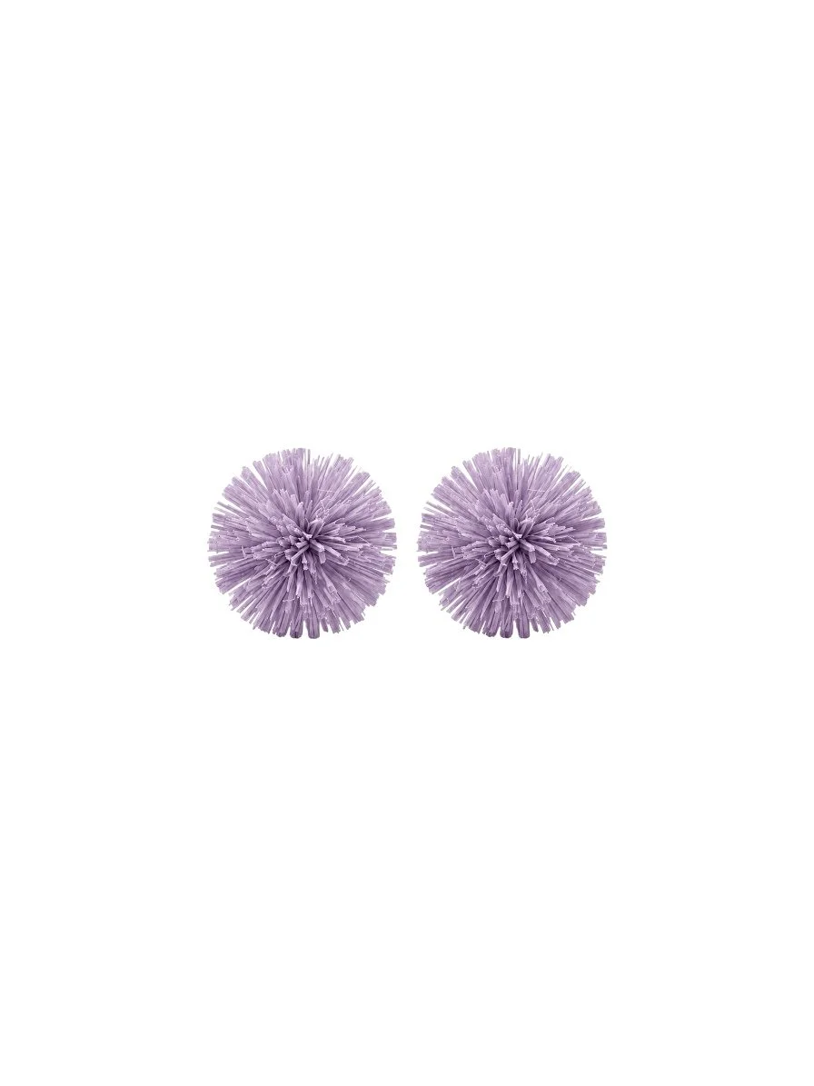 The Raffia Effect Ear Clips (Lavender Pom)
