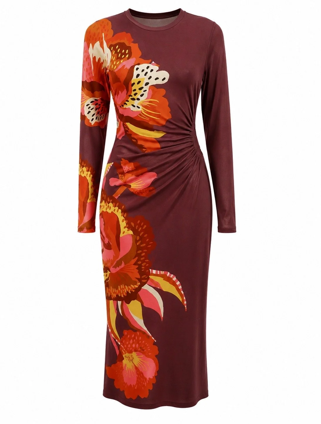 Carioca Sunset Gathered Midi Dress