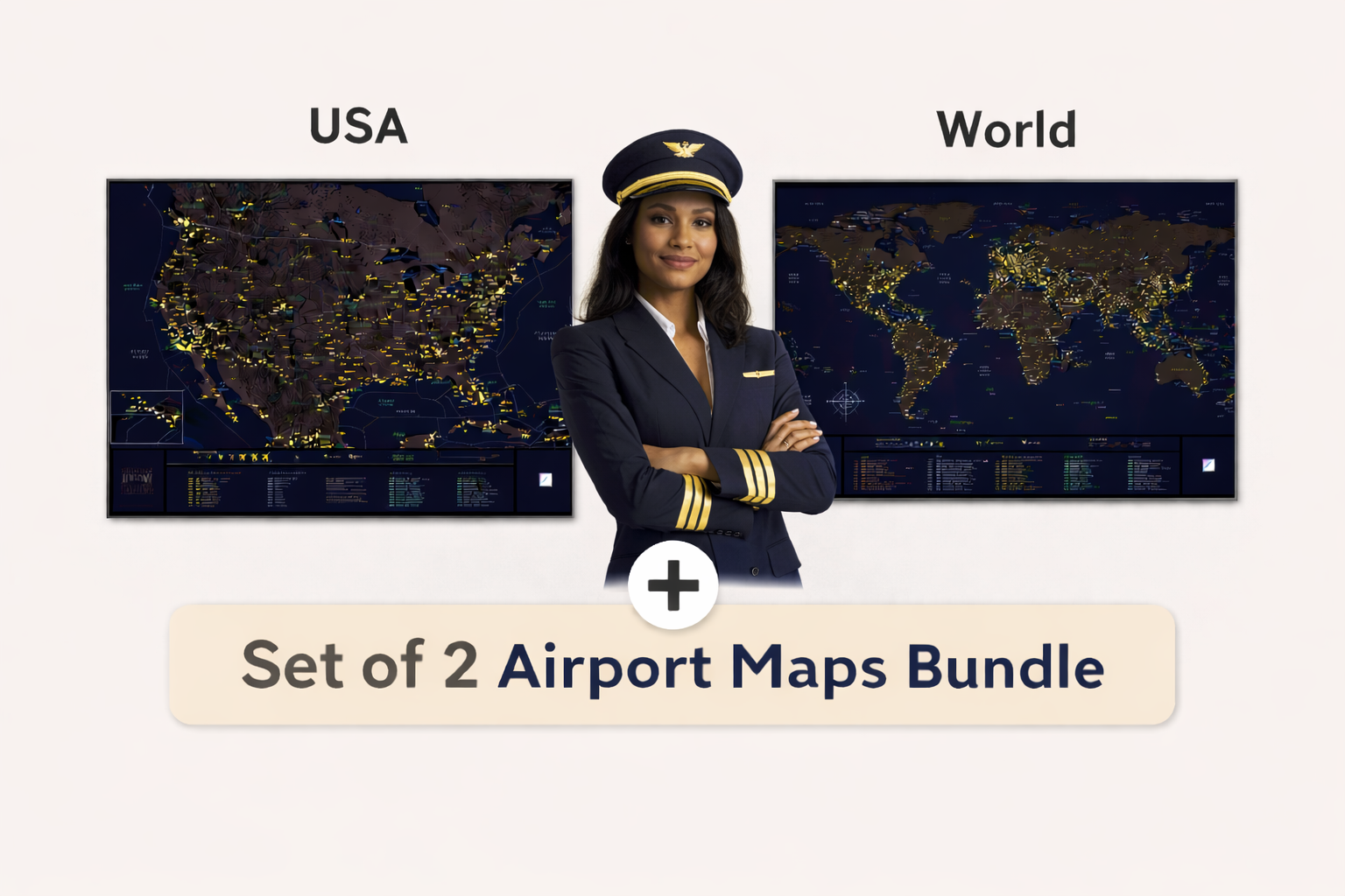 2 Airport Maps : USA + World