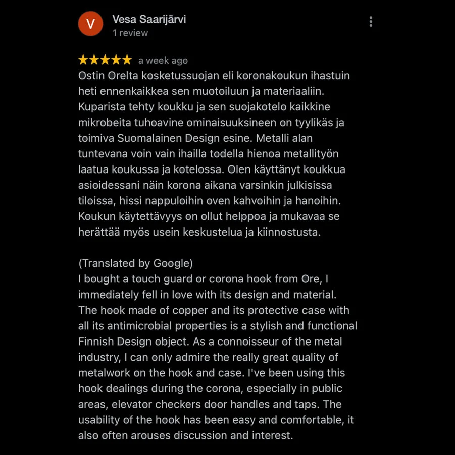 kupari kosketussuojain joka on antimikrobinen