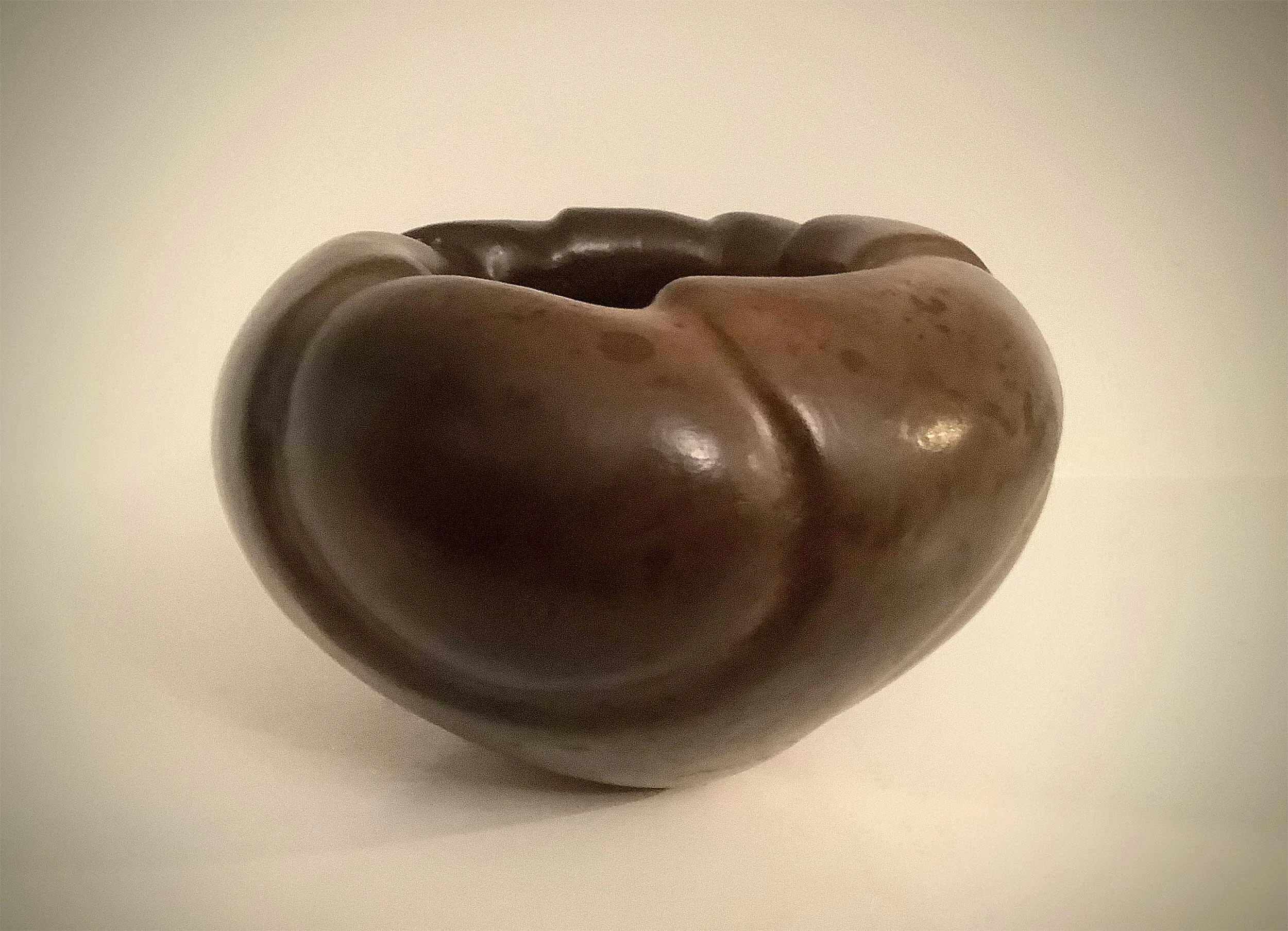 Small bowl, carved. Smoke fired.