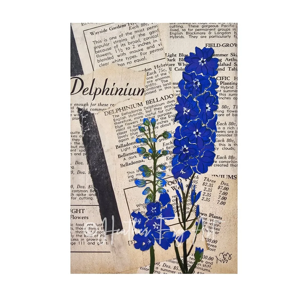 Delphinium | Mixed Media on Canvas | 4x6